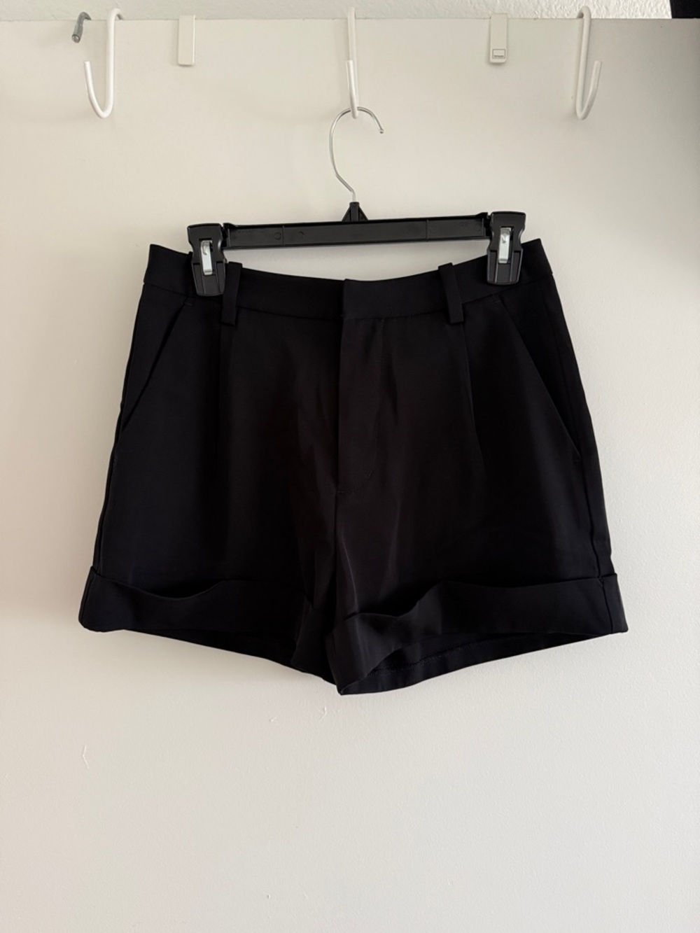 AYR Black Tailored Cuffed Shorts